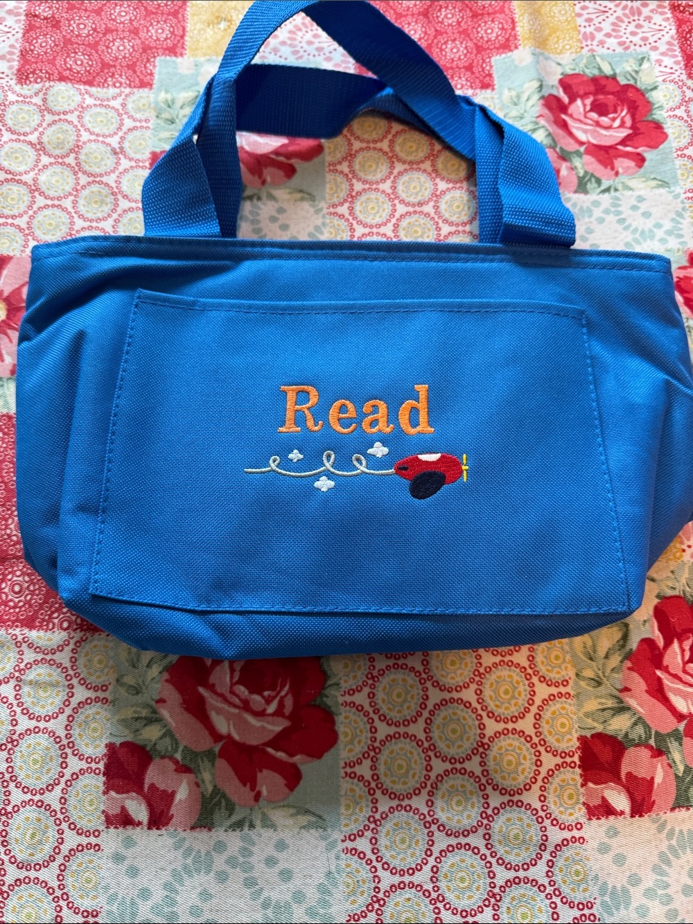 Kids Blue 'Read' Tote Bag - Embroidered Children's lunch Bag